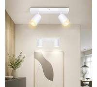Dehobo Spot Plafond GU10, Plafonnier LED 2 Spots de Plafond Double GU10 Orientable Moderne, Plafonnier Blanc Mat, Sans Ampoules, Plafonnier pour Cuisine Chambre Salon Couloir Salle à Blanc- 2 Pièces
