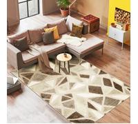 DEHORS-DEDANS - Tapis motifs Cubisme pour intérieur et extérieur jardin et terrasse 120 x 170 cm Beige/Brun