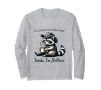 Dehors, Je suis Hootin. À l'intérieur, Je suis Hollerin Raccoon Cowboy Coffee Manche Longue