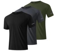 DEHORU 3 Pack T Shirt Anti UV Homme Schnell Trocken Kurzärmelige T,Shirts Laufen Workout Sportlich Fitness,Studio Shirt (BKDGAG,S)