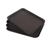 Dehouse Lot de 4 Plateaux de Service en Plastique pour Restauration Rapide, Plateau de cafétéria, Marron