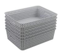 Dehouse Plateaux de rangement en plastique Paniers/Paniers d'organisation, lot de 6 (Gris)