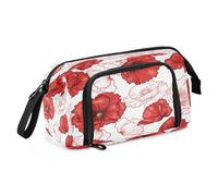 DEHOZO Trousse à crayons portable avec fermeture éclair, grande trousse à crayons abstraite rouge coquelicot pour bureau, école, étudiant, boîte à stylos multifonction pour fille, garçon, homme, femme