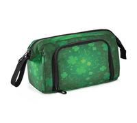 DEHOZO Trousse à crayons portable avec fermeture éclair - Motif feuilles vertes de la St Patrick - Grande trousse à crayons pour bureau, école, étudiant, boîte à stylos multifonction pour fille,