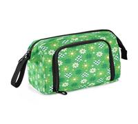DEHOZO Trousse à crayons portable avec fermeture éclair, motif fleurs d'amour de la St Patrick, grande trousse à crayons pour bureau, école, étudiant, boîte à stylos multifonction pour fille, garçon,