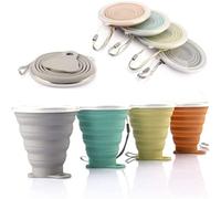 DEHUB Mug à café Portable, Coupe de Voyage légère,FDA et BPA sans Mug à café Portable,Plus Grande capacité 270ML Tasse de Voyage Pliable en Silicone, 4pièces