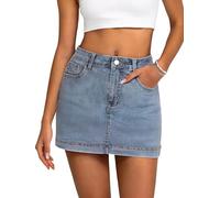 DEICAEVO Jupe en jean pour femme Jupe en jean décontractée mini Jupe en jean élastique taille basse pour femme Jupe en jean zippée avec braguette Jupe en jean mini, Taille XS
