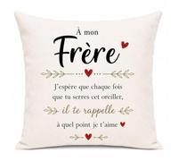 DEIDHOSUP Cadeau Noel, Cadeau Frere, Housse de Coussin 45x45 cm À Mon Frère | Idee Cadeau Frere pour anniversaire et Noël, un message tendre à offrir à son frère et à garder près de soi