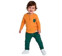 deiko Ensemble de vêtements unisexe pour enfant garçon et fille, 100 % coton, haut à manches longues et pantalon avec poches, Orange, 2-3 Jahre