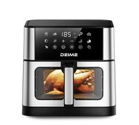 DEIME Friteuse à air sans huile 10L, Air Fryer 1800 W avec 10 Préprogrammes, Écran Tactile LED, Fenêtre Transparente