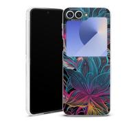 DeinDesign Coque Compatible avec Samsung Galaxy Z Flip 7 FE Étui Housse Néon Fleurs Multicolore
