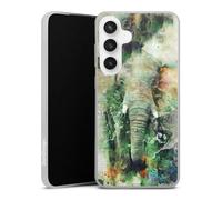 DeinDesign Coque Slim Compatible avec Samsung Galaxy S24 FE 5G Etui Silicone Ultra Fine Coque en Silicone Ultra Fine Éléphant Aquarelle Photographie