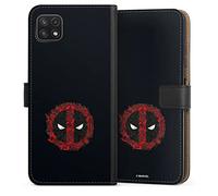 DeinDesign Etui Compatible avec Samsung Galaxy A22 5G Etui Folio Etui magnetique Marvel Deadpool Logo