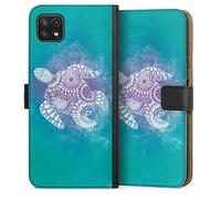 DeinDesign Etui Compatible avec Samsung Galaxy A22 5G Etui Folio Etui magnetique Tortue Batik Mandala