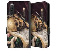 DeinDesign Etui Compatible avec Sony Xperia 10 V Etui Folio Etui magnetique Peinture Têtes de Mort