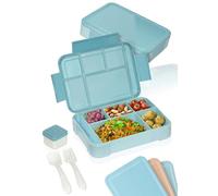 Deine Schulhelden Bento Box - Boîte à déjeuner pour adultes et enfants - Incassable, anti-fuite - Avec couverts et gobelets - Sans BPA - Passe au lave-vaisselle et au micro-ondes - Capacité : 1330 ml