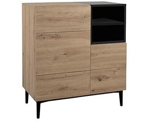 DEINE TANTE EMMA 003052 NOLA 01A Commode en chêne Artisan Noir 80 x 90 x 40 cm