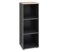 DEINE TANTE EMMA Memphis classement Aspect chêne Artisan Graphite - Étagère sur Pied Moderne avec 3 Compartiments Ouverts, Bois, 45 cm
