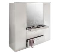 DEINE TANTE EMMA T12619 Aachen Armoire avec Portes pivotantes avec Miroir et tiroirs Blanc Env. 180 cm.