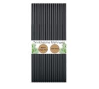 DeinPack 100 pailles réutilisables en plastique - Ø8mm longueur 240mm - Écologiques & durables - Idéales pour cocktails & boissons - Pailles noires en polypropylène (PP) de qualité premium