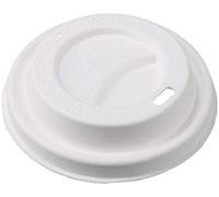 DeinPack Bagasse Coffee to Go Lot de 50 couvercles pour gobelets en carton de 90 mm de diamètre 100 % biodégradables, compostables, recyclables, avec trou pour boire, plats blancs