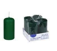 DeinPack HORECA - Lot de 4 bougies piliers vert foncé - Diamètre : 4 x 8 cm - Durée de combustion : environ 10 heures - Bougie pilier de qualité supérieure - Bougies de l'Avent - Pour restauration