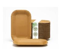 DeinPack Lot de 1000 bols en carton rectangulaires 18 x 13 x 3 cm I Assiettes à collation marron en carton recyclé pour frites saucisse au curry I Recyclables et respectueux de l'environnement I Bols
