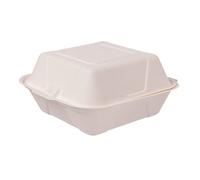 DeinPack Lot de 200 boîtes à hamburger bio XXL - Jetables et biodégradables - Avec couvercle à rabat - Blanc - 21,6 x 21 x 10,3 cm