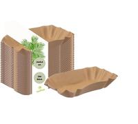 DeinPack Lot de 2000 coupelles en carton rectangulaires 14 x 9 x 3 cm I Assiettes à goûter marron en carton recyclé pour frites au curry I Recyclables et respectueux de l'environnement I Coupes à