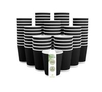 DeinPack Lot de 25 gobelets cannelés noirs à double paroi 200 ml | Gobelets en carton kraft noir à emporter I Gobelets à café respectueux de l'environnement avec barrière thermique bio