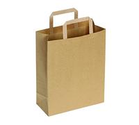 DeinPack Lot de 25 sacs en papier - 22 x 10,5 x 30 cm - Respectueux de l'environnement - Sacs cadeaux en papier biodégradables et compostables - Marron