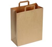 DeinPack Lot de 25 sacs en papier 32 x 12 x 40 cm - Respectueux de l'environnement - Grands sacs cadeaux en papier biodégradables et compostables - Marron