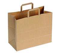 DeinPack Lot de 25 sacs en papier - 32 x 22 x 27 cm - Respectueux de l'environnement - Grands sacs en papier biodégradables et compostables - Marron