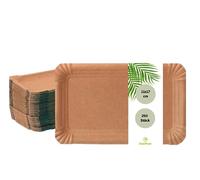 DeinPack Lot de 250 assiettes en carton marron - En fibre fraîche - 11 x 17 cm - Assiettes jetables pour anniversaires, barbecues et fêtes - Résistantes à la graisse - Recyclables et biodégradables