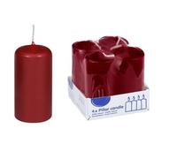 DeinPack Lot de 4 bougies piliers bordeaux - Diamètre : 5 cm - Hauteur : 10 cm - Durée de combustion : environ 15 heures - Bougie pilier de qualité supérieure - Idéale pour la restauration, les hôtels