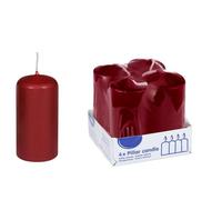 DeinPack Lot de 4 bougies piliers bordeaux HORECA - Diamètre : 4 x 8 cm - Durée de combustion : environ 10 heures - Bougie pilier de qualité supérieure - Bougies de l'Avent - Pour restauration, hôtels