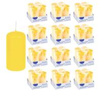 DeinPack Lot de 48 bougies piliers jaunes - Diamètre : 4 x 8 cm - Durée de combustion : environ 10 heures - Bougie pilier de qualité supérieure - Idéale pour la restauration, les hôtels, les églises,