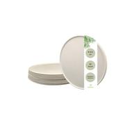 DeinPack Lot de 50 assiettes à pizza rondes en canne à sucre - Diamètre : 32,5 cm - Blanc - Assiettes de fête - Vaisselle jetable bio - Assiettes plates - Assiettes plates en bagasse - Vaisselle bio -