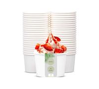 DeinPack Lot de 50 gobelets 240 ml blancs | Gobelets universels en carton pour glace, dessert, fingerfood, entrées, snacks | Gobelets alimentaires ronds non imprimés
