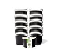 DeinPack Lot de 50 gobelets 240 ml noirs | Gobelets universels en carton pour glace, dessert, fingerfood, entrées, snacks | Gobelets alimentaires ronds non imprimés