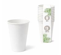 DeinPack Lot de 50 gobelets à café écologiques - 250 ml - En carton blanc non blanchi - Pour expresso - 50 gobelets jetables - Biodégradables