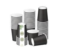 DeinPack Lot de 50 gobelets en carton de 200 ml, Ø 80 mm, noirs, jetables, noirs, pour dégustation, snacks, à café jetables en carton kraft