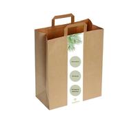 DeinPack Lot de 50 sacs en papier 32 x 17 x 44 cm - Respectueux de l'environnement - Grands sacs cadeaux en papier biodégradables et compostables - Marron