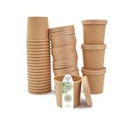 DeinPack Lot de 500 Gobelets à Soupe Compostables 360 ml/12 oz - Marron Avec Couvercle et Revêtement PLA - To Go Bio