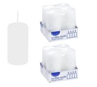 DeinPack Lot de 8 bougies piliers blanches - Diamètre : 5 cm - Hauteur : 10 cm - Durée de combustion : environ 15 heures - Bougie pilier de qualité supérieure - Idéale pour la restauration, les hôtels