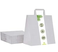 DeinPack Sacs en papier respectueux de l'environnement - Blanc - Biodégradables et compostables - 50 sacs en papier blanc - 26 x 17 cm