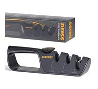 Deiss Aiguiseur de couteaux Pro avec bouton d'angle réglable - Aiguiseur de couteaux manuel portable pour couteaux de cuisine, aiguiseur de ciseaux, aiguiseur de couteaux de poche - réparation