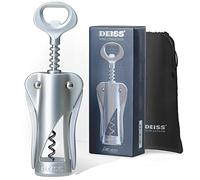 Deiss LUX Décapsuleur de Bouteille de Vin, Tire-bouchon à Ailettes Entièrement Métallique, Décapsuleur de Bouteille de Vin avec Décapsuleur de Bouteille de Bière Intégré - Tire-bouchon Ergonomique