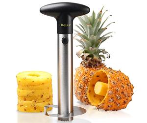 Deiss PRO Dévideur d’Ananas (Coupe-Ananas) - 2 en 1 Coupe & Trancheur Ananas en Acier Inoxydable - Faites des tranches d'ananas parfaits et sans gâchis - Lavable au lave-vaisselle