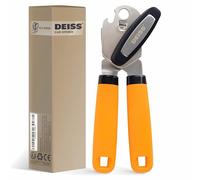 Deiss PRO Ouvre-Boîtes Manuel - Coupe Lisse sans Bord Tranchant & Décapsuleur, Lame Aiguisée en Acier Inoxydable, Molette de Rotation Facile, Can opener two handels ORANGE